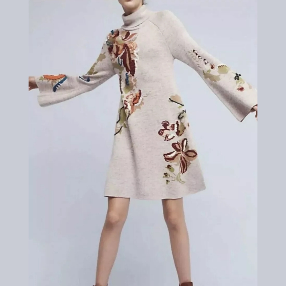 Anthropologie knitted and knotted Floral Dress - Picture 2 of 8